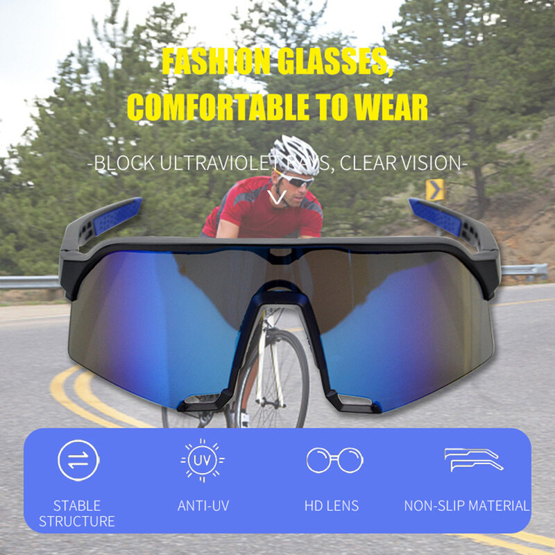 UV400 ciclismo bici da strada occhiali da equitazione MTB lenti polarizzate maschio femmina antivento bicicletta Sport all'aria aperta occhiali da sole occhiali