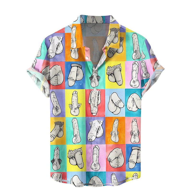 Kemeja gaya seksi motif 3D Harajuku musim panas kaus pendek grafis pola Hentai baju blus pria kaus keren lucu mode