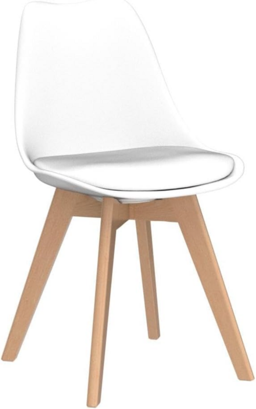 OLIXIS-Cadeiras de Jantar Modernas do Meio Século com Pernas De Madeira e Almofada De Couro PU, 4 Cadeiras