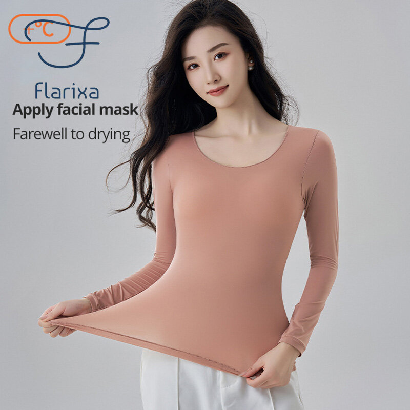 Flarixa-ملابس داخلية حرارية سلسة للنساء ، قمة دافئة ، 37 درجة حرارة ثابتة ، ملابس داخلية حرارية ، ملابس مريحة رقيقة ، شتاء
