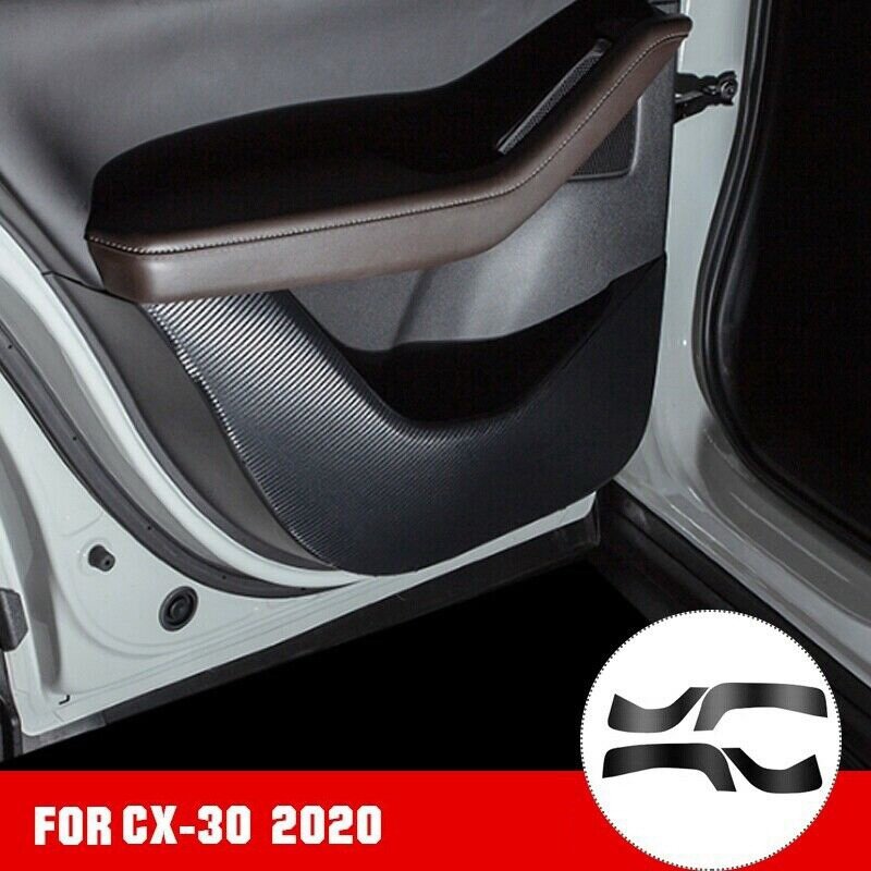 Penutup Matras Pelindung Sisi Bantalan Anti-tendangan Pintu Serat Karbon Mobil untuk Mazda CX-30 2019 2020