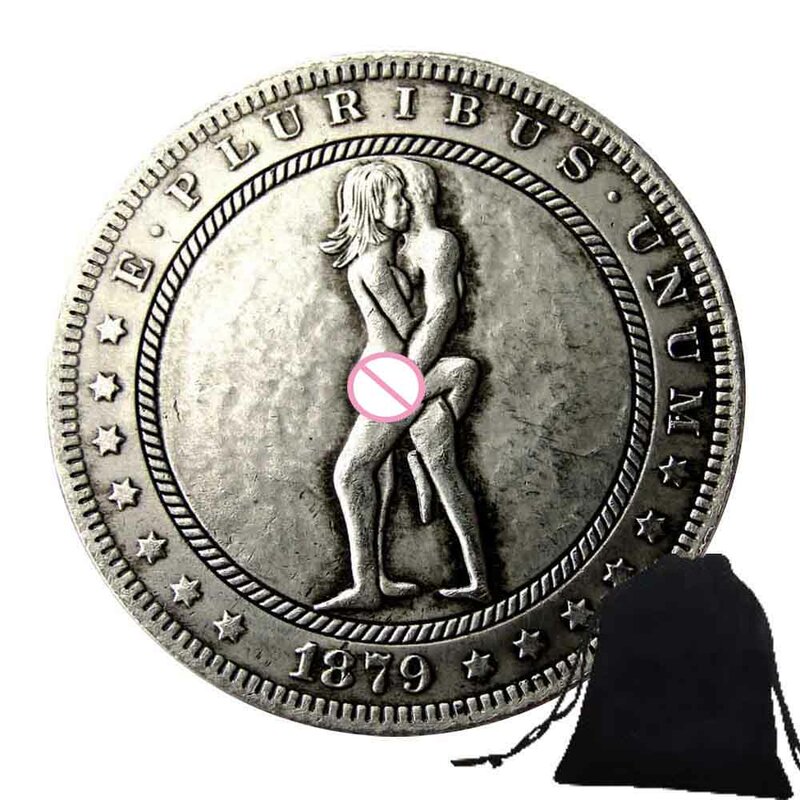 เหรียญกษาปณ์คู่รักโรแมนติกของหญิงสาวแสนโรแมนติก3D 1ดอลลาร์ศิลปะแบบคู่เหรียญการตัดสินใจเหรียญที่ระลึกเหรียญโชคดี + ถุงซานตา
