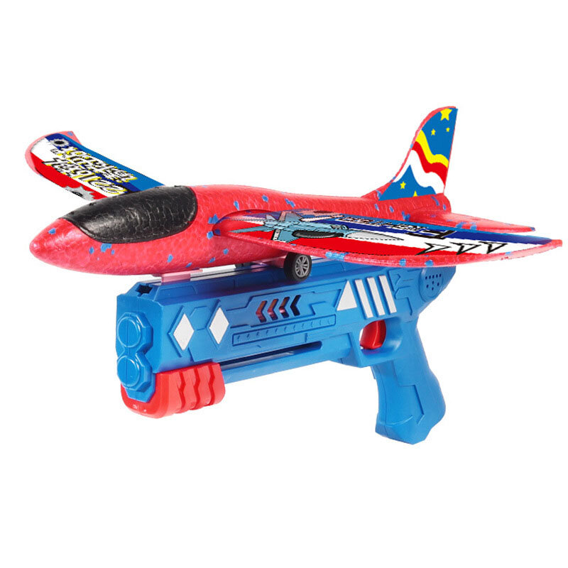 Schuim vliegtuig 10m lanceerinrichting katapult vliegtuigen pistool speelgoed kinderen buitenspelen schuim model schieten vliegen ronde speelgoed
