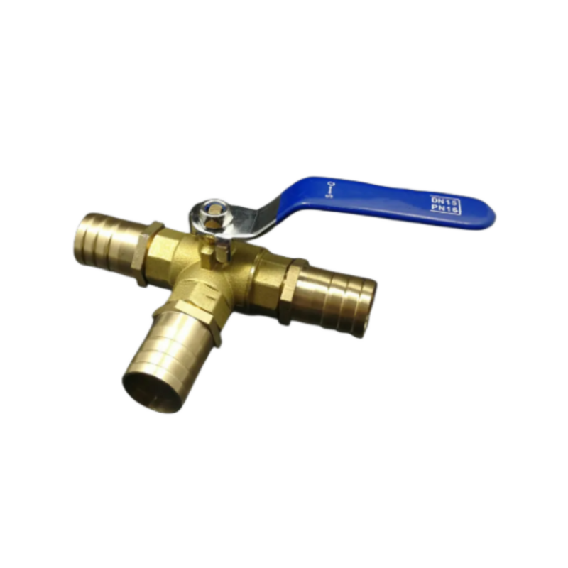 12mm Hose Barb Three Way Tee Type T-Port Brass Ball Valve For Water Oil Air