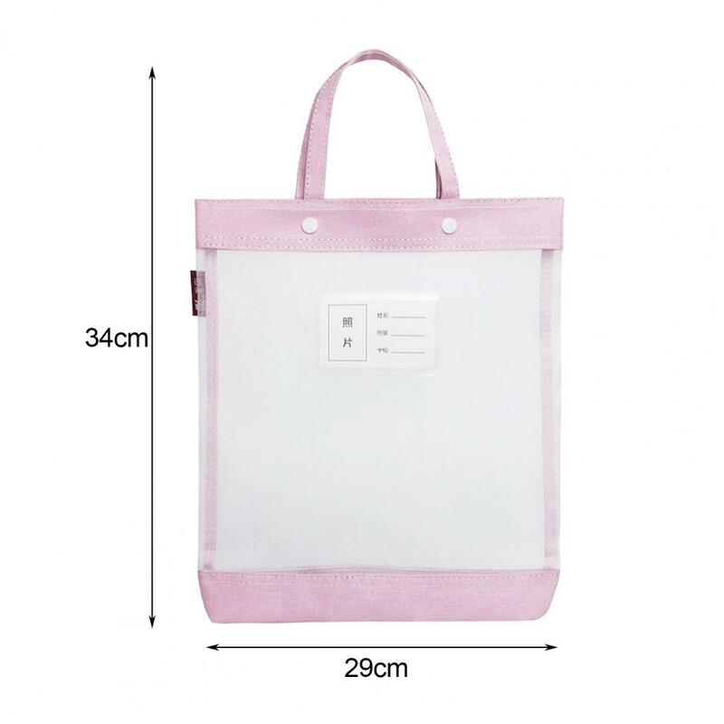 A4 Document Pocket Folders File Holder Carrying Case with Handle Transparent Portable Document Storage Bag Organizer