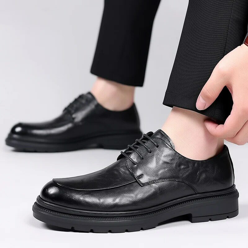 Wysokiej jakości damskie buty z prawdziwej skóry 2023 nowy koronka obuwie służbowe dla mężczyzn oddychające buty do chodzenia