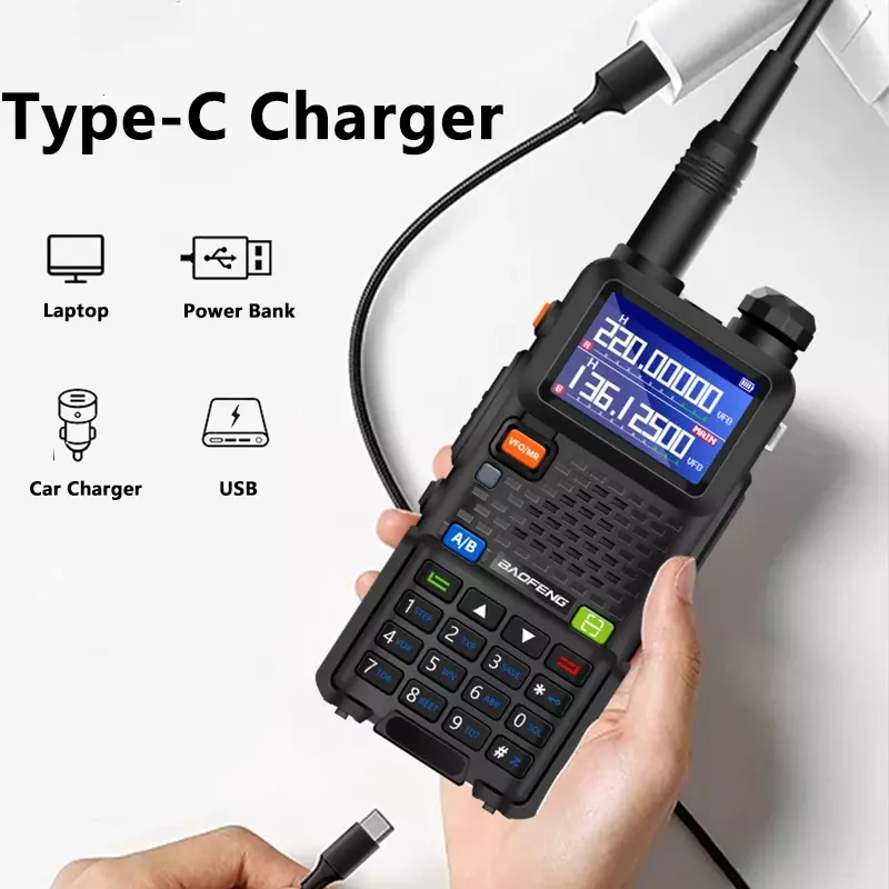 Baofeng UV-5RH pro max walkie-talkie、3800mahバッテリー、USB-C、14.5w、6バンド、wirlessコピー周波数、999 ch hamラジオ更新、UV-5RH、更新