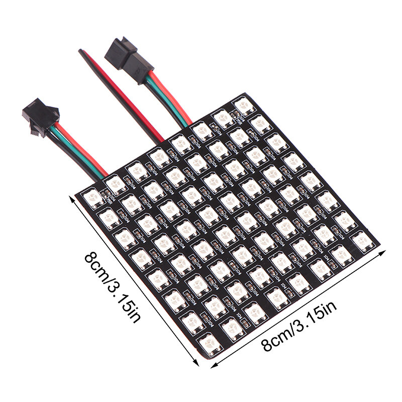 1 buah WS2812 LED 5050 RGB 8x8 64 Bit LED layar Modul matriks LED Digital fleksibel lampu Panel dapat disesuaikan secara individu