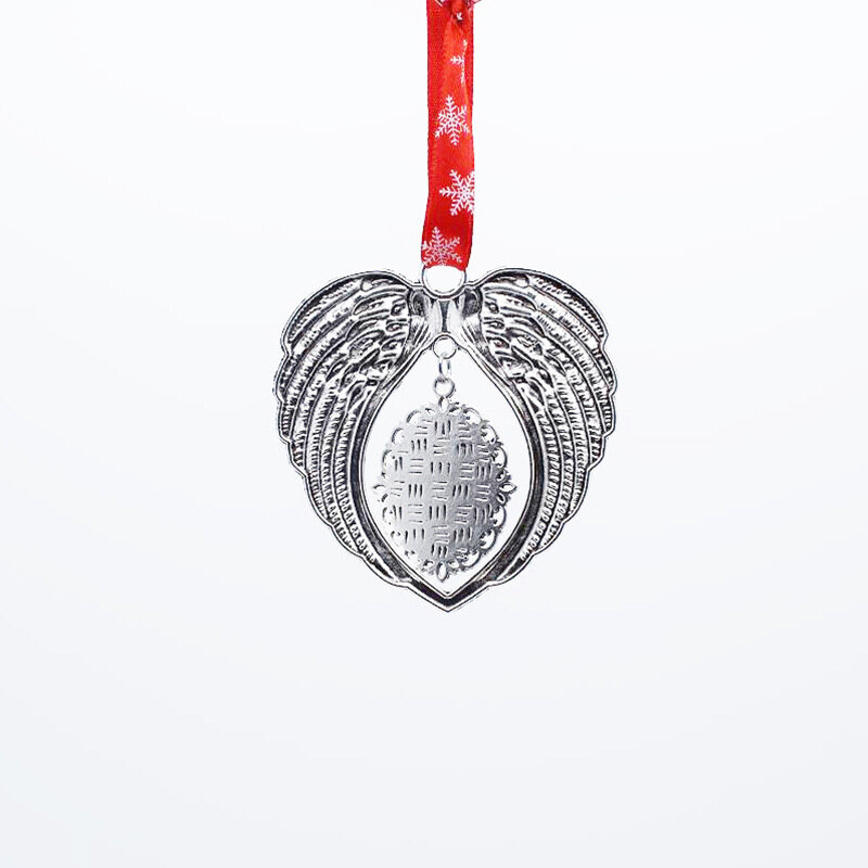 Spedizione gratuita 20 pz/lotto ornamenti ovali con ala d'angelo sublimazione ornamento ala d'angelo per decorazioni natalizie