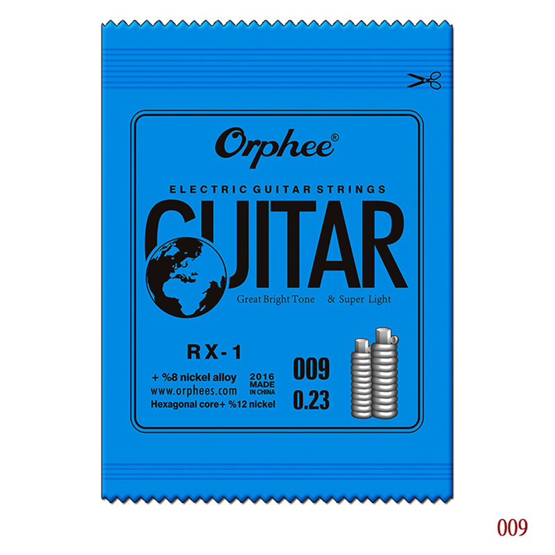 Orphee senar gitar elektrik, senar pengganti tunggal, Pengukur cahaya ekstra 009 042 nada luar biasa dan umur panjang