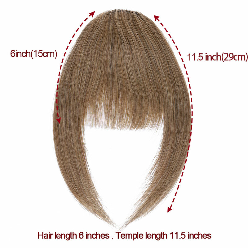 フリンジ付きの人間の髪の毛のエクステンション,ブラジルの髪,女性のための派手なクリップ,茶色,14g
