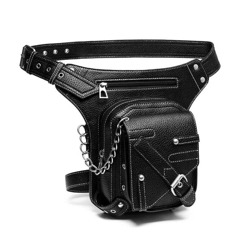 Steampunk Waist Bag Gothic Retro Motorcycle Leather Bags Crossbody Shoulder Packs Thigh Leg Travel Purse for Women Men