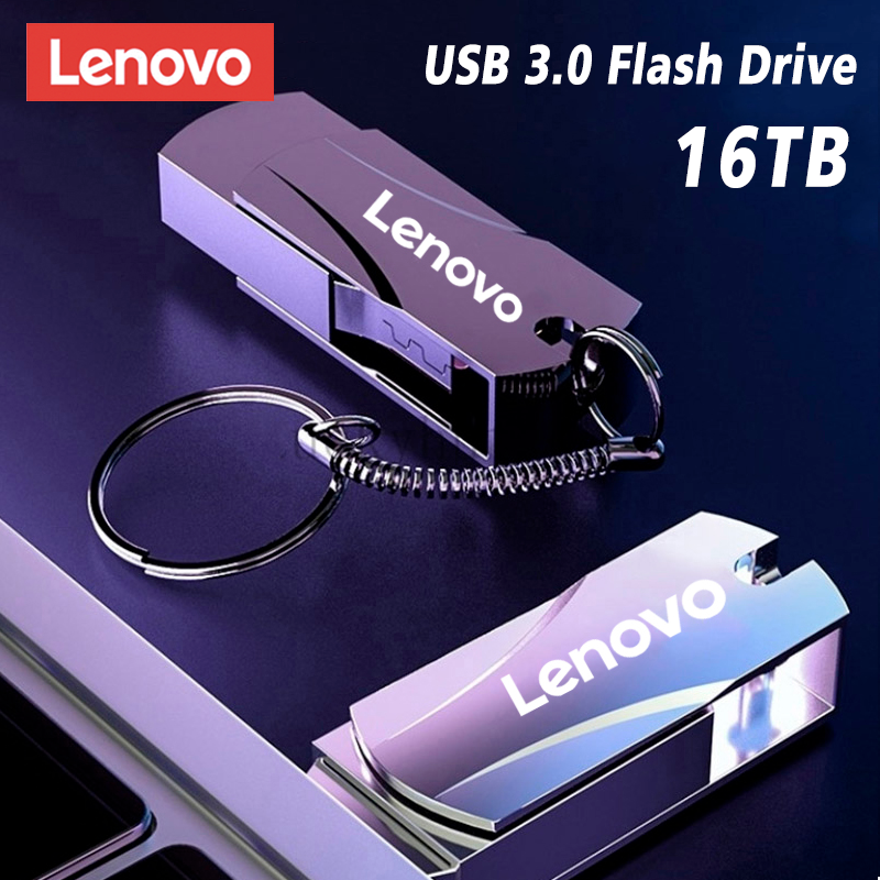Lenovo-unidad Flash de Metal, disco USB 3,0 de 2TB, transferencia de archivos de alta velocidad, 16TB, 8TB, capacidad ultragrande, resistente al agua, estilo mecánico