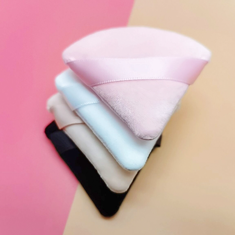 Miniesponja triangular de terciopelo lavable, 4 colores, para sombra de ojos, base, colorete, cosméticos, algodón suave en polvo, 6 unidades