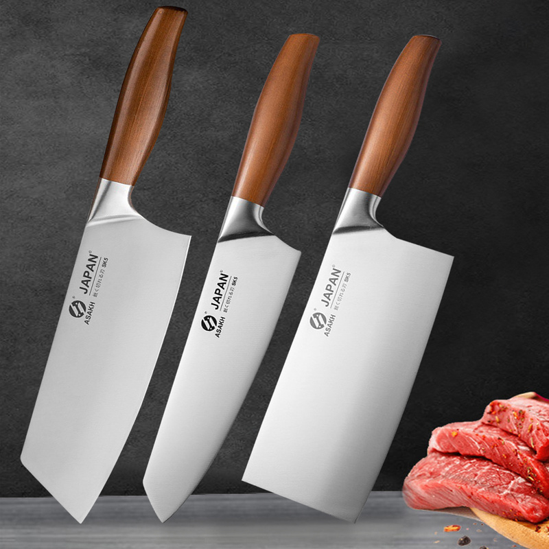 Juego de cuchillos de cocina de acero inoxidable para picar carne, pescado, verduras, rebanar, cuchillo de carnicero, cuchillo de Chef japonés con caja de regalo