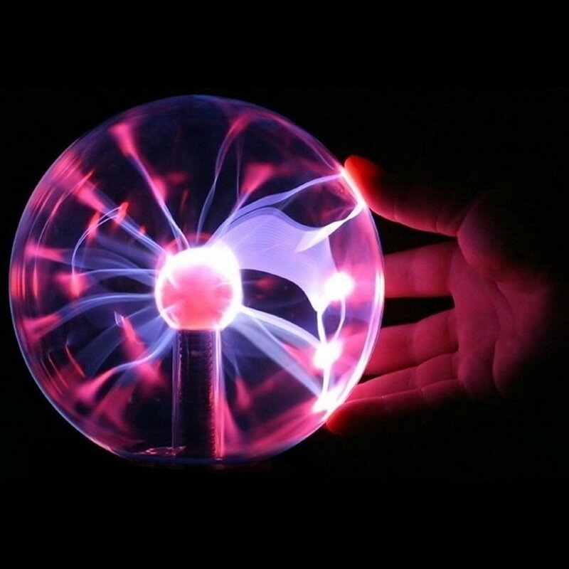 Boule de Plasma en verre à Base noire magique 8*8*13cm, lampe de fête de foudre avec câble Usb, offre spéciale