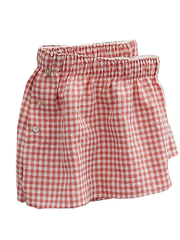 Cintura baixa xadrez bottoms de pijama feminino, shorts de lounge guingão, bonito pijama boxer shorts, Y2K