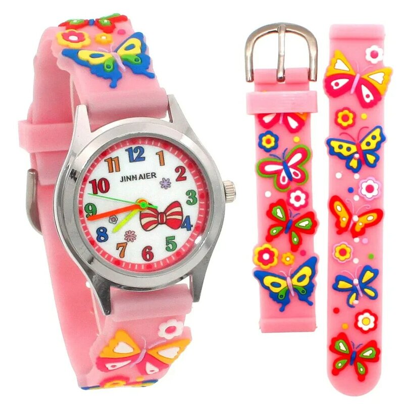 Moda 3D cartoon butterfly zegarki kwarcowe kolorowe cyfrowe dzieci mały zegarek kids party prezent zegarek dziewczęcy prezenty