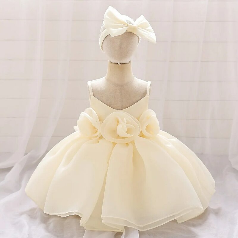 Детское платье, новинка, платье для маленьких принцесс с 3D цветами, платье для выступлений на пианино, детское платье