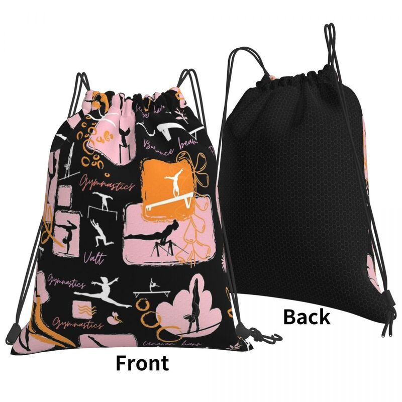 Tas punggung portabel motif senam artistik tas tali serut bundel kantung penyimpanan tas buku untuk sekolah Pria Wanita