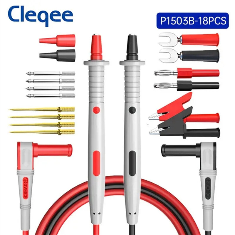 Cleqee-sondas para multímetro digital, kit de cables de prueba, agujas reemplazables