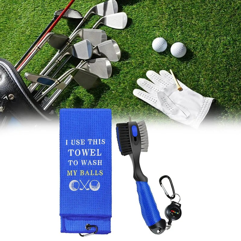 Golf Club Brush and Groove Cleaner Lightweight Wedges Irons Woods Golf Towel