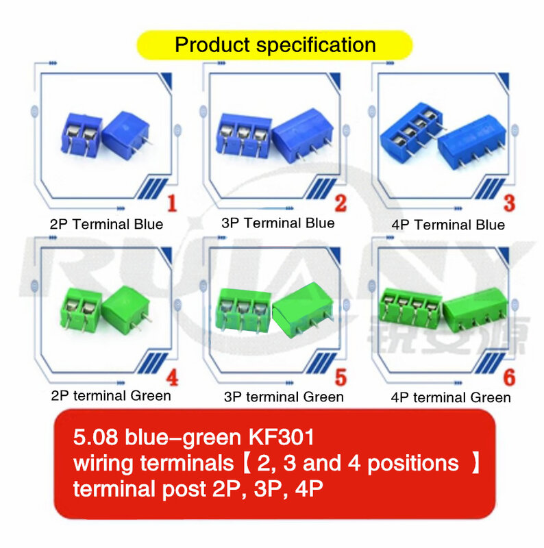 5.08 terminale verde KF301 [2, 3 e 4 posizioni] terminali 2P 3P 4 P opzionale