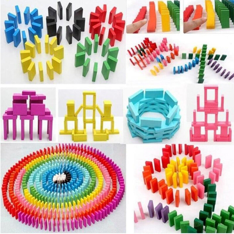 2020 diskon besar 120 buah Lot permainan papan untuk hadiah anak-anak Set Domino kayu lukisan mainan anak-anak mainan kayu Dominos