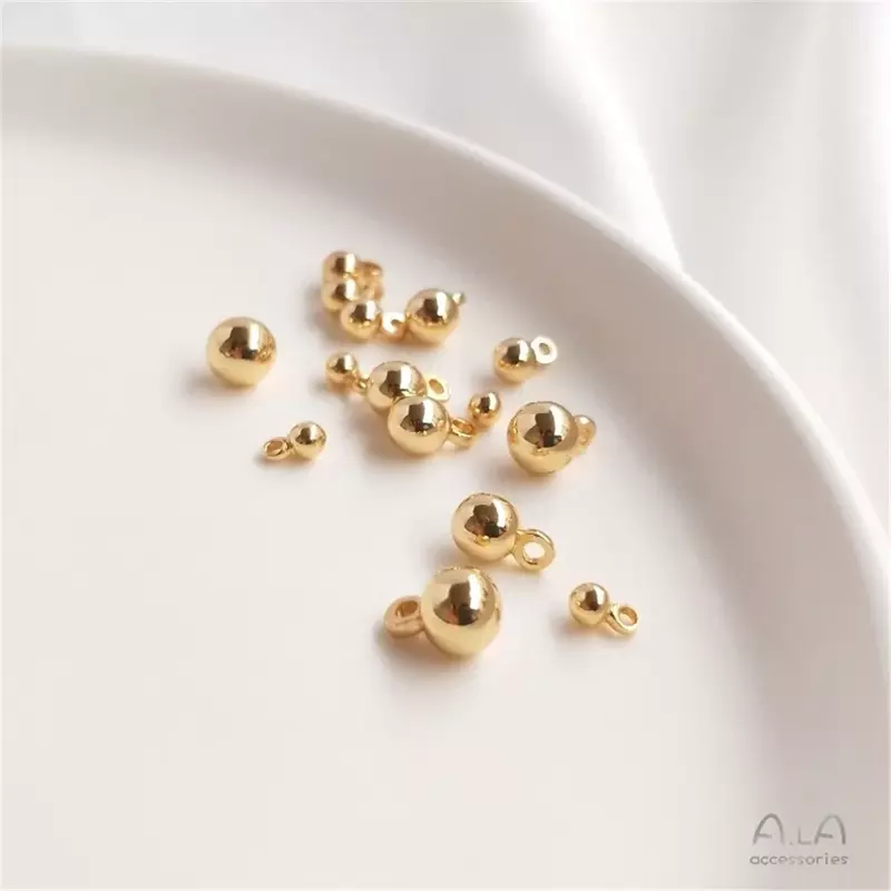 14 Karat Gold Perlen feste Perlen DIY Armband Fußkettchen Schmuck Zubehör Materialien d060