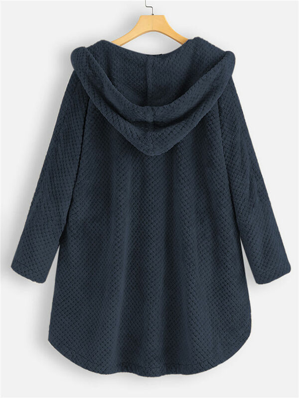 Abrigo de lana de gran tamaño con capucha para mujer, cárdigan de lana de doble cara, bata de felpa de tamaño grande 5XL