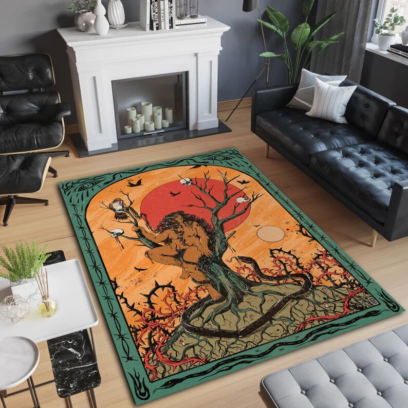 Karpet ruang tamu kreatif Retro Eropa mode dekorasi kamar tidur tikar mewah gambar ular karpet berbulu penuh luntur Hubungi wanita