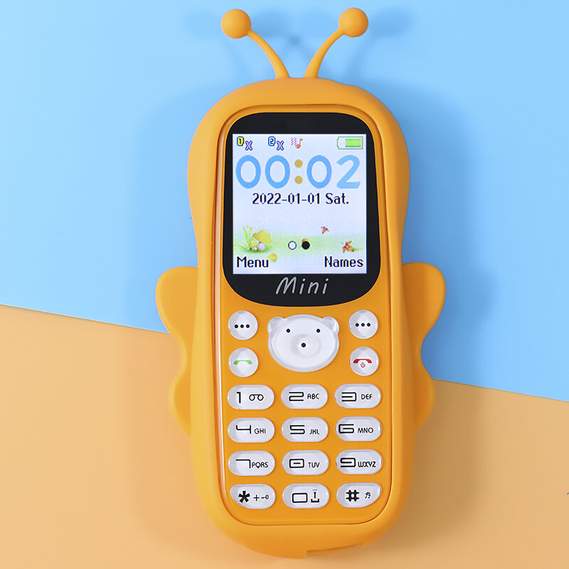 Teléfono móvil con botón para niños pequeños, Mini teléfono con marcación de velocidad, llamada, funda gratis, antorcha, barato