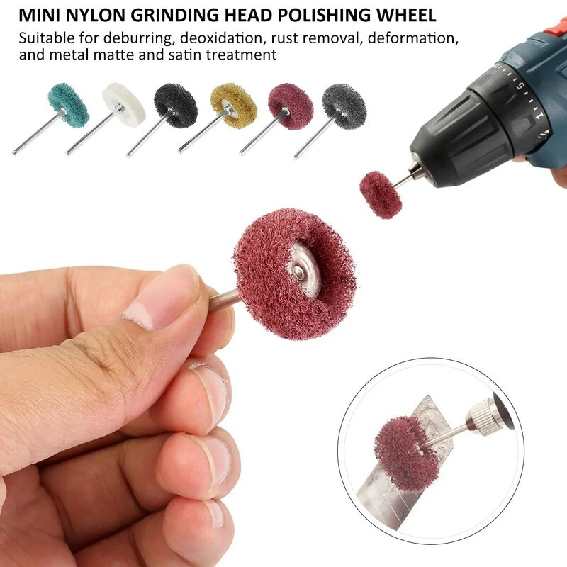 60/40 stücke Mini Bohrer Schleif Pinsel Nylon Polieren Polieren Rad mit 3mm Schaft für Dremel Dreh Werkzeug zubehör Set Grit 120
