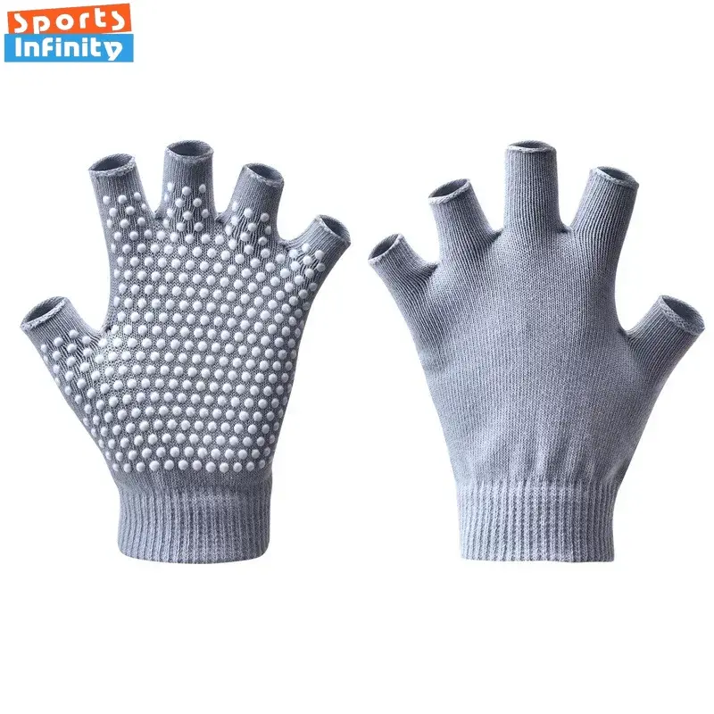 Женские теплые нескользящие перчатки для занятий йогой с открытыми пальцами