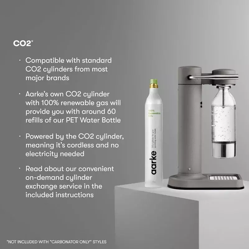 aarke - Carbonator III Premium Carbonator - Sparkling & Seltzer Water Soda Maker with PET Bottle (Matte Grey)