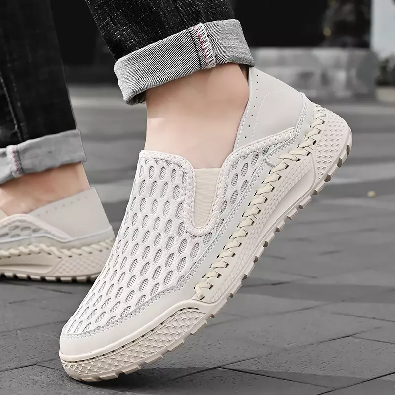 Summer Men's Casual Shoes Outdoor Breathable Mesh Men Shoes Fashion Casual Sneakers Flat Men Moccasin Soft Walking Shoes