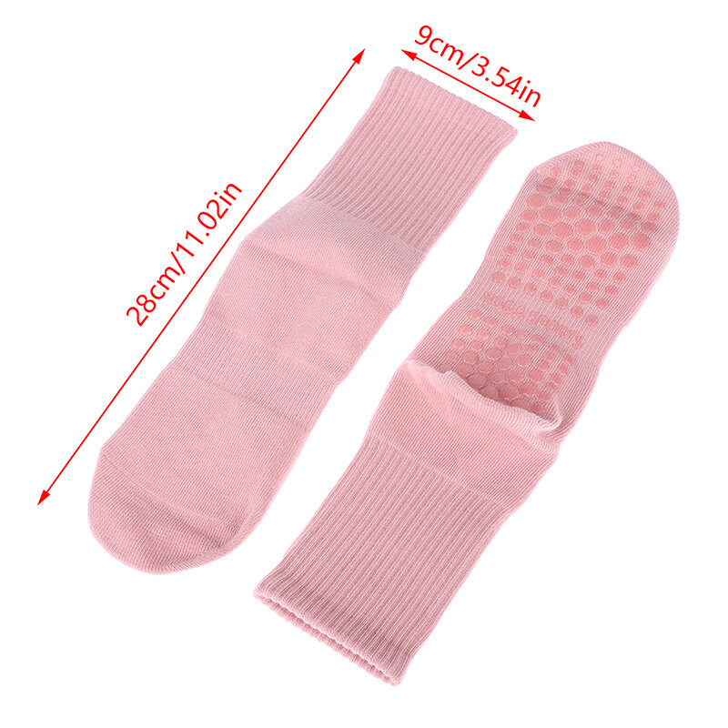 Calzini da Yoga a metà polpaccio traspiranti in cotone 2 pezzi calzini sportivi antiscivolo a righe in tinta unita calzini da Pilates calzini da allenamento per il Fitness da ballo