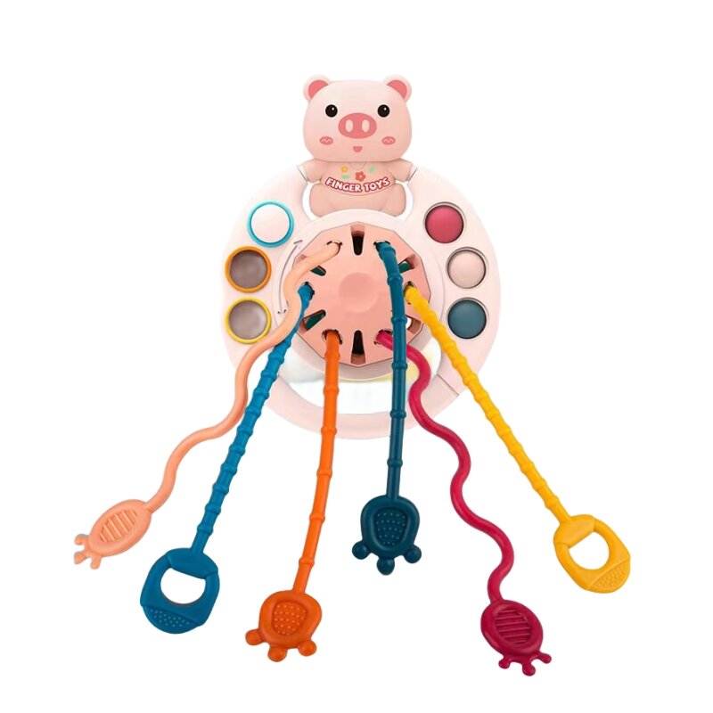 Montesori tali tarik mainan jari menyenangkan bayi 6 12 bulan mainan aktivitas silikon dikembangkan untuk 1 sampai 3 tahun mainan pendidikan