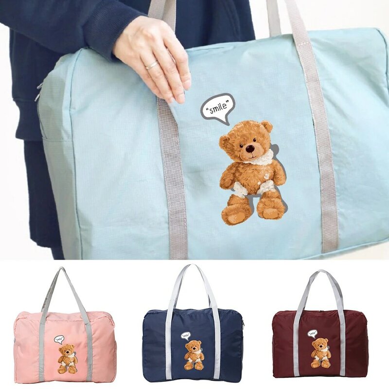 Сумка Складная унисекс, уличная дорожная сумка с принтом медведя, для чемодана, органайзер на молнии для туалетных принадлежностей