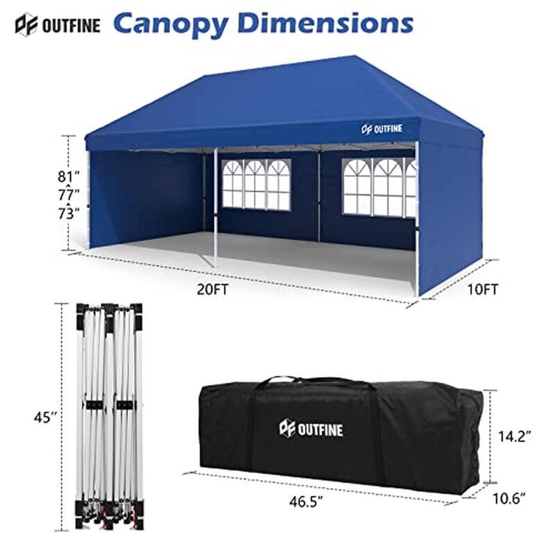 10'X20' Pop Up Canopy Gazebo Tent with Removable Sidewalls Stakes Ropes Patio Outdoor Events Large Sun Shelter Waterproof Sturdy