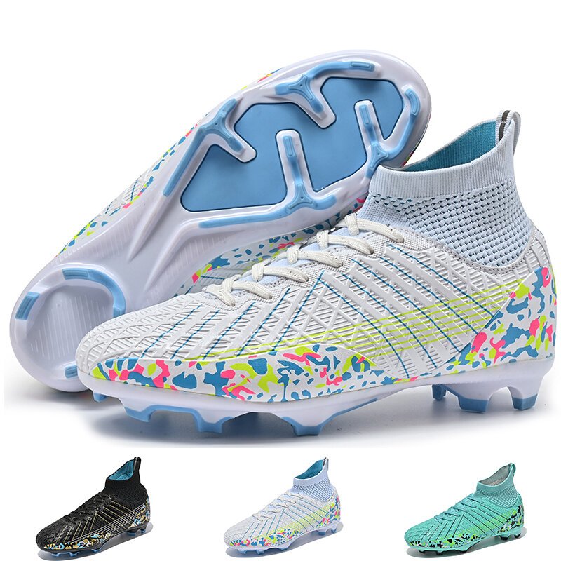 Chaussures de football respirantes à haut rinçage pour hommes et enfants, bottes de football originales, chaussures de sport d'entraînement