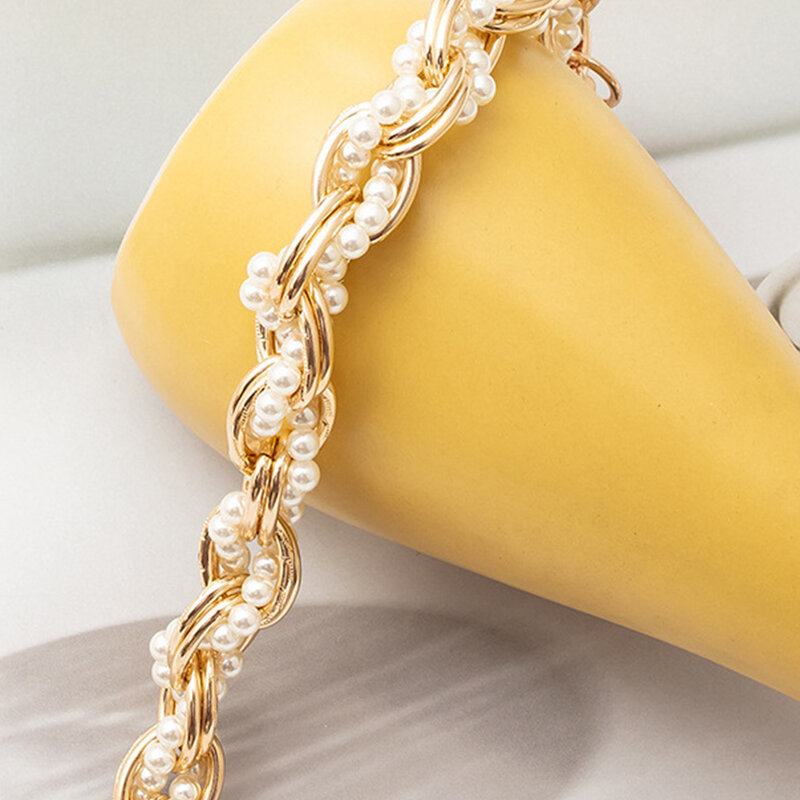 Double Layer Pearl Chain Phone Case Bag Chain Strap Diy Bracelet Keychain Holder Jewelry Mobile Phone Case Chain Accessories