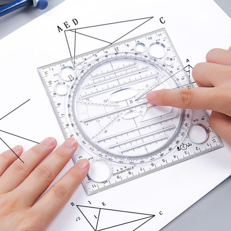 Regla de dibujo multifuncional, mesa redonda geométrica para estudiantes de dibujo