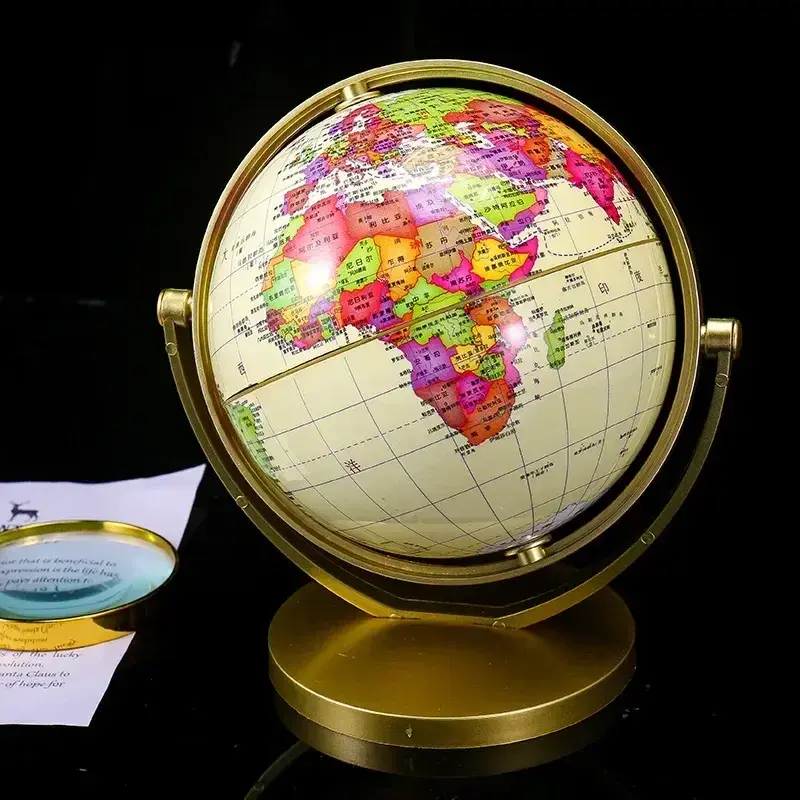 Globe Rotatif Universel Rétro pour Étudiant, Haute Définition, Résistant à 720, Version Anglaise de panique à la Géographie, 15, 20 cm de Haut