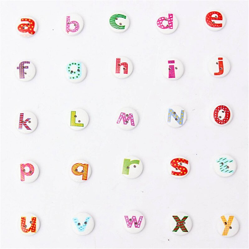 100Pcs Mixed Painted Letter Alphabet Wooden Sewing Button Scrapbooking With Funky Fun Colorful Magnetic Numbers Wooden Fridge Ma