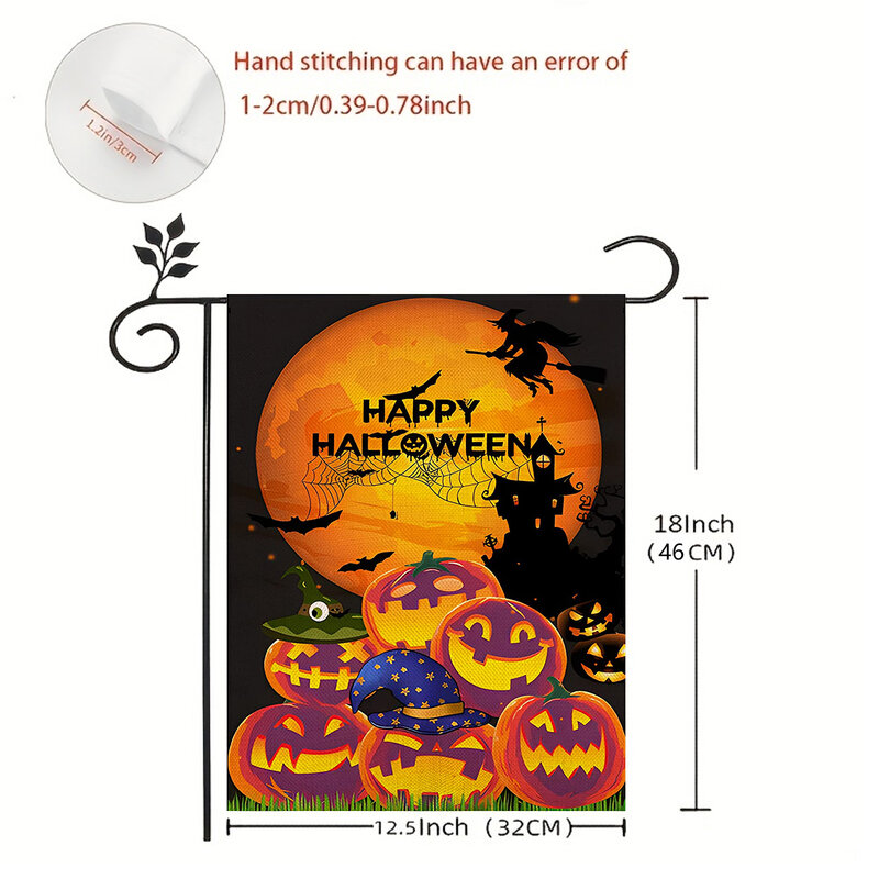 1 Multicolor Pumpkin Lantern, Turkey, Skeleton Cat, Witchcraft, Double sided Printed Garden Flag, Excluding Flagpole