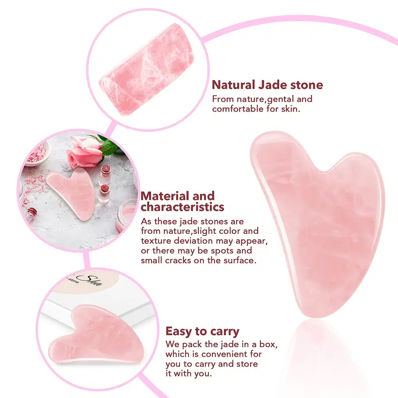 Pedra de Jade Natural para SPA, Ferramenta de Massagem e Raspagem, Cuidados com a Pele Firme, Rolo de Beleza Facial, Fisioterapia Gua Sha e Gue Che