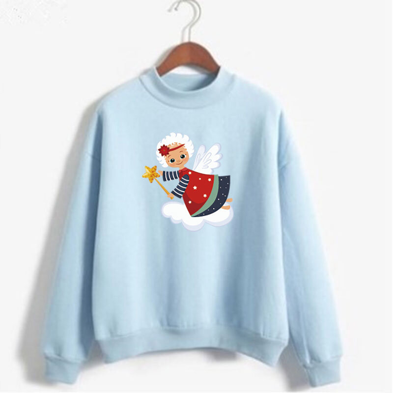 Feliz natal carta impressão feminina sweatshirt doce coreano o pescoço de malha pulôver grosso outono inverno doce cor senhora roupas