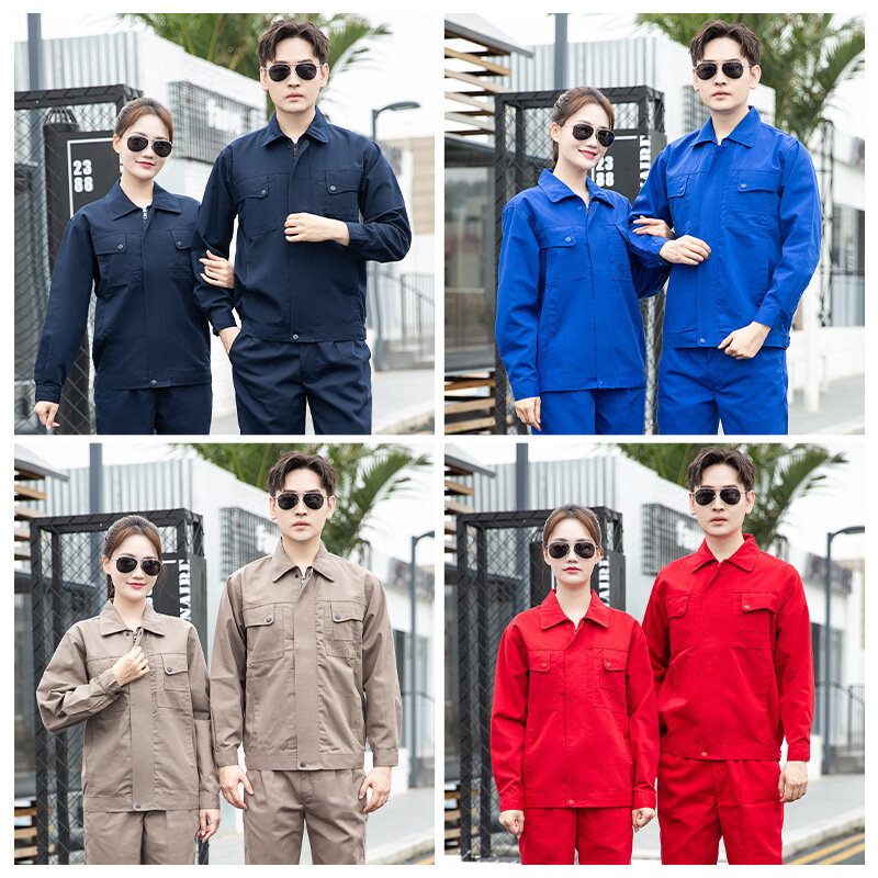Baju Kerja Warna Solid untuk Pria Lengan Panjang Warna Polos Bengkel Pabrik Seragam Pekerja Celana Jaket Baju Kerja Tahan Lama
