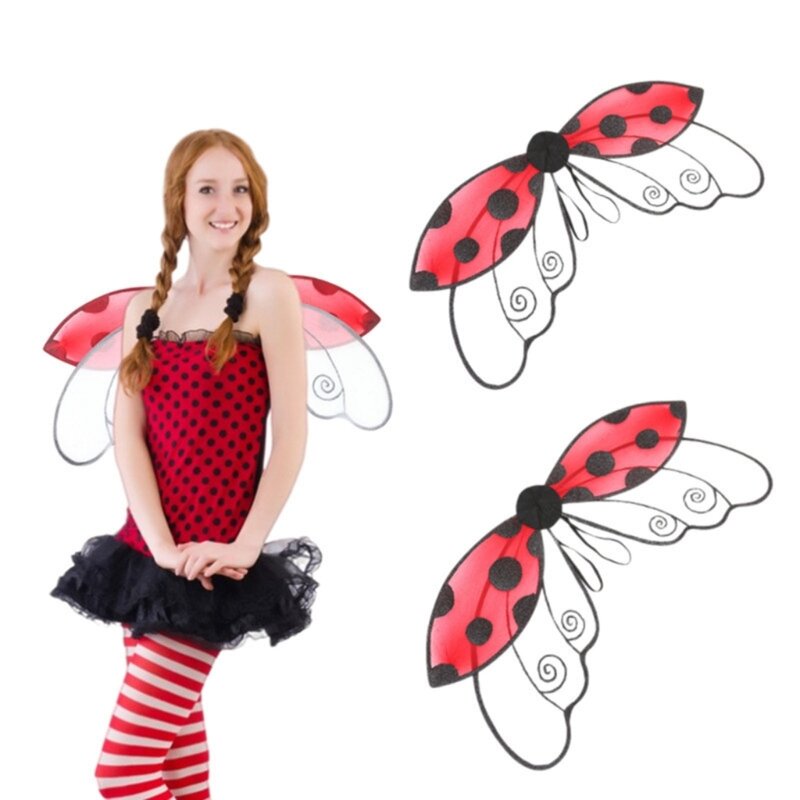 Marienkäfer Flügel Kostüm Kleinkind Kleid Up Fee Flügel für Kinder Mädchen Halloween-Engel Flügel Leistung-kostüm QX2D